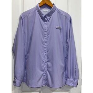 Columbia PFG Tamiami II Long Sleeve Fishing Shirt Purple Women 3X Omni-Shade